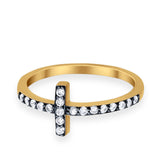 Wedding Eternity Sideways Cross Rings Simulated CZ 925 Sterling Silver