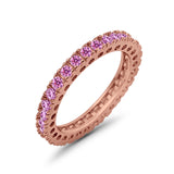 Eternity Wedding Band Rings Round Simulated CZ 925 Sterling Silver