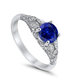 Vintage Wedding Ring Round Cubic Zirconia 925 Sterling Silver RC105152