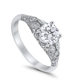 Vintage Wedding Ring Round Cubic Zirconia 925 Sterling Silver RC105152