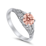 Vintage Wedding Ring Round Cubic Zirconia 925 Sterling Silver RC105152