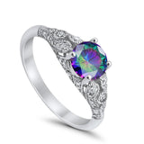 Vintage Wedding Ring Round Cubic Zirconia 925 Sterling Silver RC105152