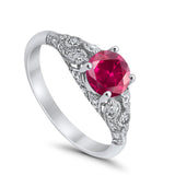 Vintage Wedding Ring Round Cubic Zirconia 925 Sterling Silver RC105152