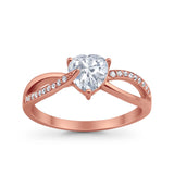 Engagement Heart Promise Ring Simulated Cubic Zirconia 925 Sterling Silver