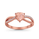 Engagement Heart Promise Ring Simulated Cubic Zirconia 925 Sterling Silver