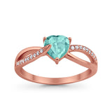 Engagement Heart Promise Ring Simulated Cubic Zirconia 925 Sterling Silver