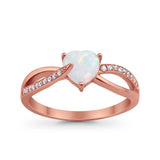 Engagement Heart Promise Ring Simulated Cubic Zirconia 925 Sterling Silver