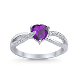 Engagement Heart Promise Ring Simulated Cubic Zirconia 925 Sterling Silver