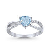 Engagement Heart Promise Ring Simulated Cubic Zirconia 925 Sterling Silver