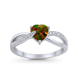 Engagement Heart Promise Ring Simulated Cubic Zirconia 925 Sterling Silver