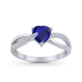 Engagement Heart Promise Ring Simulated Cubic Zirconia 925 Sterling Silver