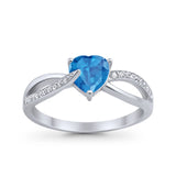 Engagement Heart Promise Ring Simulated Cubic Zirconia 925 Sterling Silver