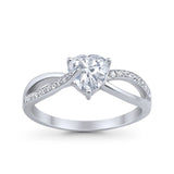Engagement Heart Promise Ring Simulated Cubic Zirconia 925 Sterling Silver