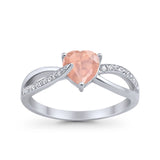 Engagement Heart Promise Ring Simulated Cubic Zirconia 925 Sterling Silver