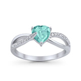 Engagement Heart Promise Ring Simulated Cubic Zirconia 925 Sterling Silver