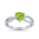 Engagement Heart Promise Ring Simulated Cubic Zirconia 925 Sterling Silver