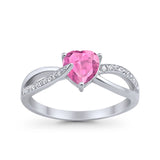 Engagement Heart Promise Ring Simulated Cubic Zirconia 925 Sterling Silver