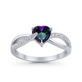 Engagement Heart Promise Ring Simulated Cubic Zirconia 925 Sterling Silver
