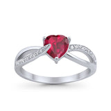 Engagement Heart Promise Ring Simulated Cubic Zirconia 925 Sterling Silver
