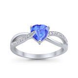 Engagement Heart Promise Ring Simulated Cubic Zirconia 925 Sterling Silver