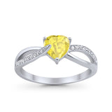 Engagement Heart Promise Ring Simulated Cubic Zirconia 925 Sterling Silver