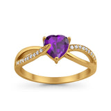 Engagement Heart Promise Ring Simulated Cubic Zirconia 925 Sterling Silver