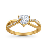 Engagement Heart Promise Ring Simulated Cubic Zirconia 925 Sterling Silver