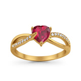 Engagement Heart Promise Ring Simulated Cubic Zirconia 925 Sterling Silver
