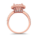 Halo Wedding Ring Cushion Cut Round Simulated Cubic Zirconia 925 Sterling Silver
