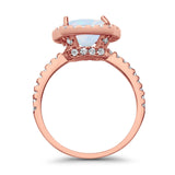 Halo Wedding Ring Cushion Cut Round Simulated Cubic Zirconia 925 Sterling Silver