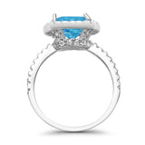 Halo Wedding Ring Cushion Cut Round Simulated Cubic Zirconia 925 Sterling Silver