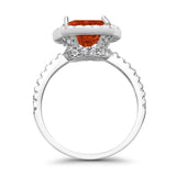 Halo Wedding Ring Cushion Cut Round Simulated Cubic Zirconia 925 Sterling Silver