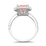Halo Wedding Ring Cushion Cut Round Simulated Cubic Zirconia 925 Sterling Silver