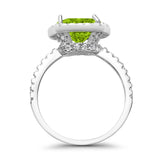 Halo Wedding Ring Cushion Cut Round Simulated Cubic Zirconia 925 Sterling Silver