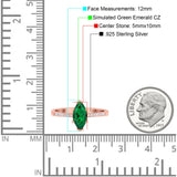 Marquise Solitaire Accent Dazzling Wedding Engagement Ring Round Simulated Cubic Zirconia 925 Sterling Silver