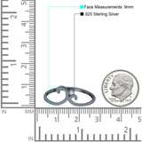 Fashion Swirl Dainty Petite Ring Round Simulated Cubic Zirconia 925 Sterling Silver