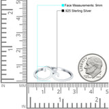 Fashion Swirl Dainty Petite Ring Round Simulated Cubic Zirconia 925 Sterling Silver