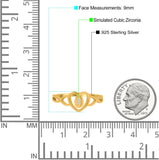 Fashion Heart Promise Ring Infinity Shank Round Simulated Cubic Zirconia 925 Sterling Silver (9mm)