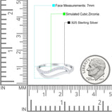 Wave Ring Half Eternity Round Simulated Cubic Zirconia 925 Sterling Silver (7mm)