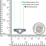 O Ring Band Set Open Circle Round Simulated Cubic Zirconia 925 Sterling Silver