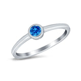 Petite Dainty Wedding Ring Bezel Simulated Cubic Zirconia 925 Sterling Silver