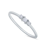 Three Stone Princess Cut Petite Ring Simulated Cubic Zirconia 925 Sterling Silver