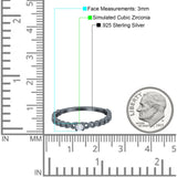 Petite Dainty Band Round Thumb Ring Wedding Band Simulated Cubic Zirconia 925 Sterling Silver