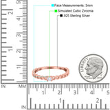 Petite Dainty Band Round Thumb Ring Wedding Band Simulated Cubic Zirconia 925 Sterling Silver