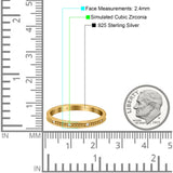 Eternity Ring Wedding Band Round Simulated Cubic Zirconia 925 Sterling Silver (2.4mm)