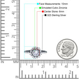 Halo Art Deco Wedding Bridal Ring Round Simulated Cubic Zirconia 925 Sterling Silver