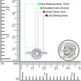 Halo Art Deco Wedding Bridal Ring Round Simulated Cubic Zirconia 925 Sterling Silver