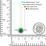 Halo Art Deco Wedding Bridal Ring Round Simulated Cubic Zirconia 925 Sterling Silver