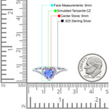 Halo Heart Art Deco Wedding Bridal Ring Round Simulated Cubic Zirconia 925 Sterling Silver