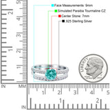 Two Piece Art Deco Wedding Engagement Bridal Ring Round Simulated Cubic Zirconia 925 Sterling Silver